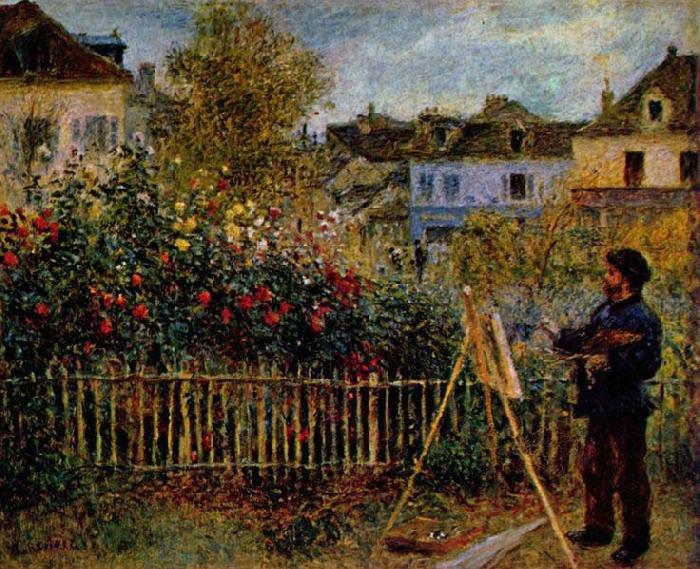 Pierre-Auguste Renoir Claude Monet Painting in His Garden at Argenteuil,